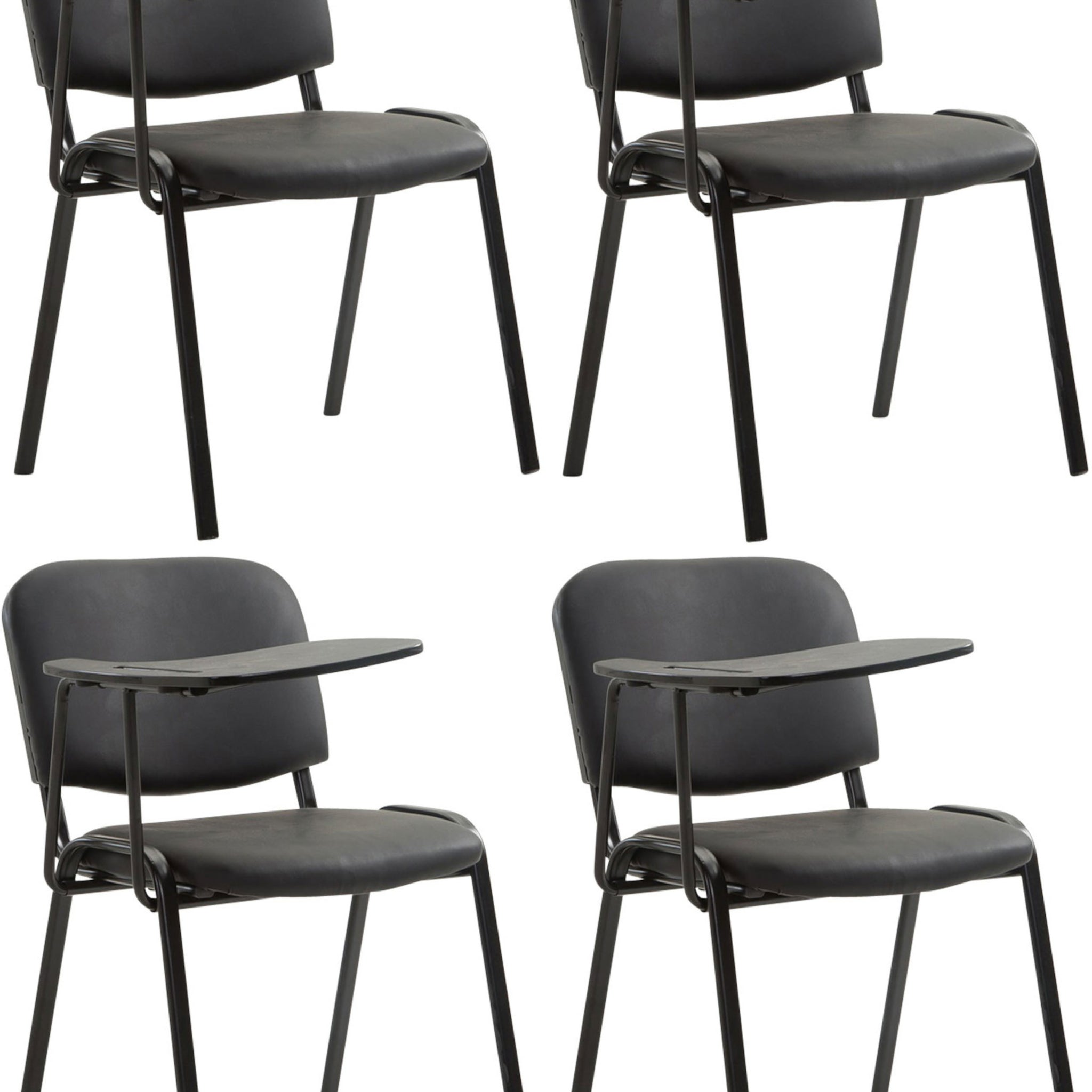 4-delige Set Vergaderstoelen - Conferentiestoelen - Klaptafel voor Extra Werkruimte Kleur zwart
