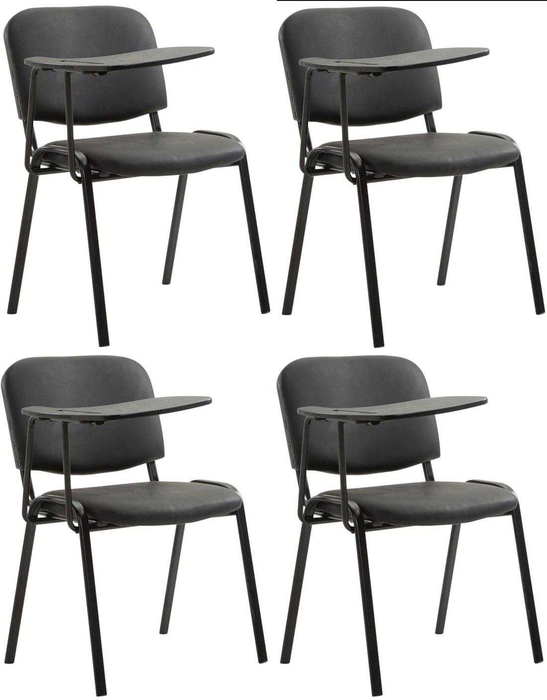 4-delige Set Vergaderstoelen - Conferentiestoelen - Klaptafel voor Extra Werkruimte Kleur zwart
