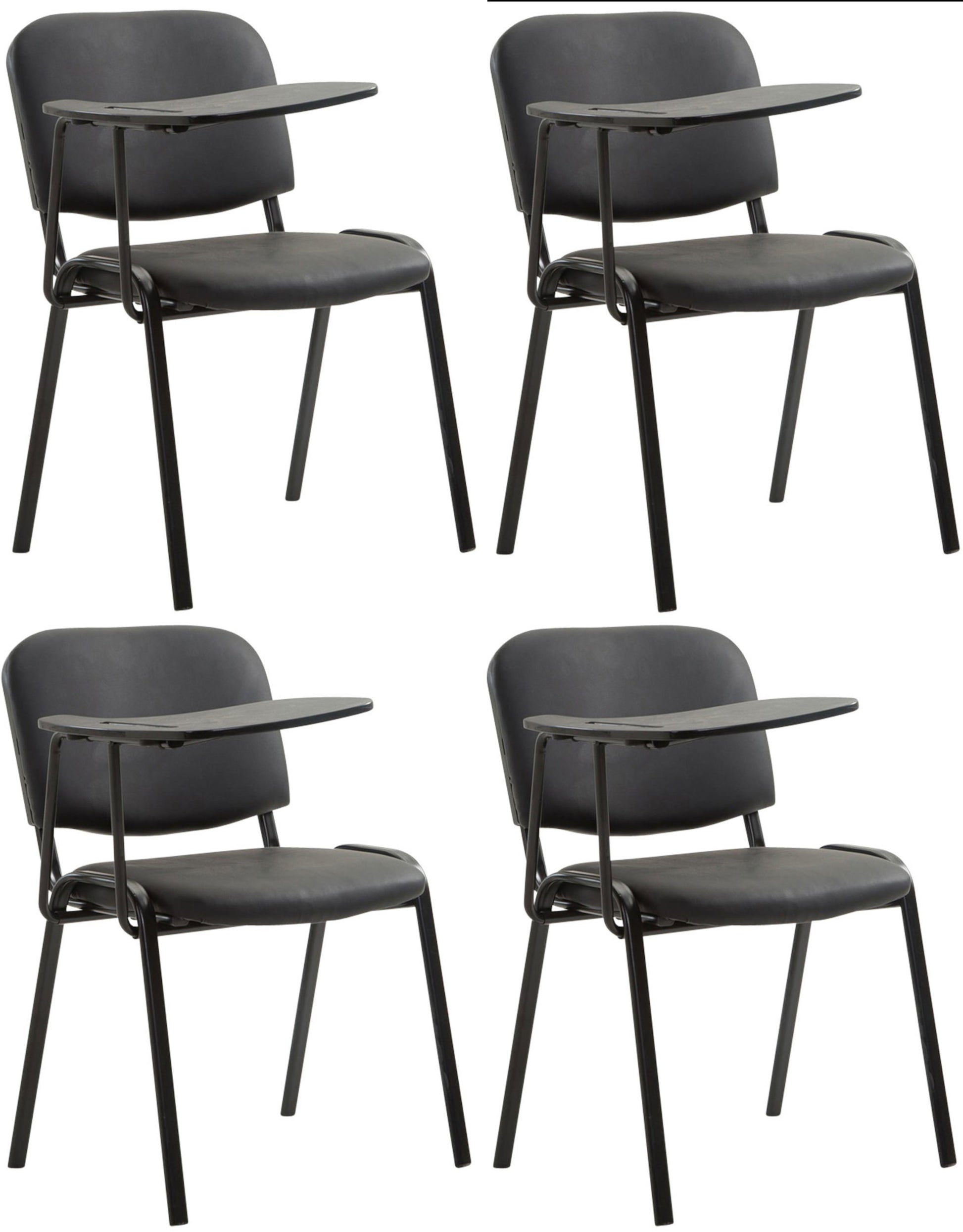 4-delige Set Vergaderstoelen - Conferentiestoelen - Klaptafel voor Extra Werkruimte Kleur zwart