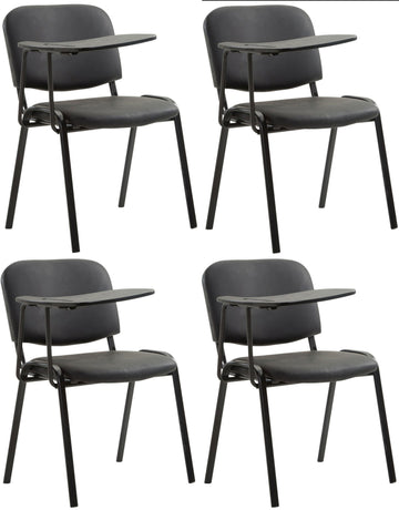 4-delige Set Vergaderstoelen - Conferentiestoelen - Klaptafel voor Extra Werkruimte Kleur zwart