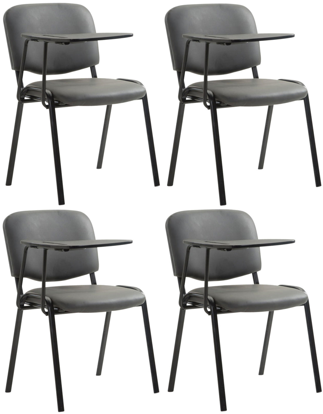 4-delige Set Vergaderstoelen - Conferentiestoelen - Klaptafel voor Extra Werkruimte Kleur zwart
