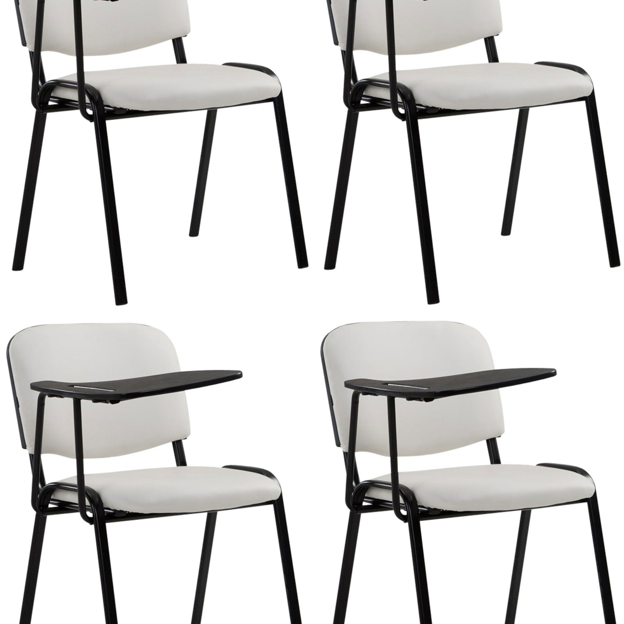 Vergaderstoelen Set van 4 - Conferentiestoelen - Comfort met Klaptafel Kleur wit