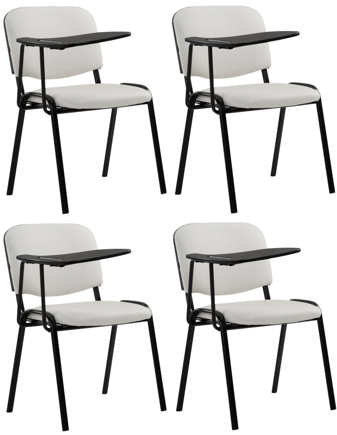 Vergaderstoelen Set van 4 - Conferentiestoelen - Comfort met Klaptafel Kleur wit