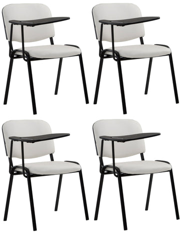 Vergaderstoelen Set van 4 - Conferentiestoelen - Comfort met Klaptafel Kleur wit
