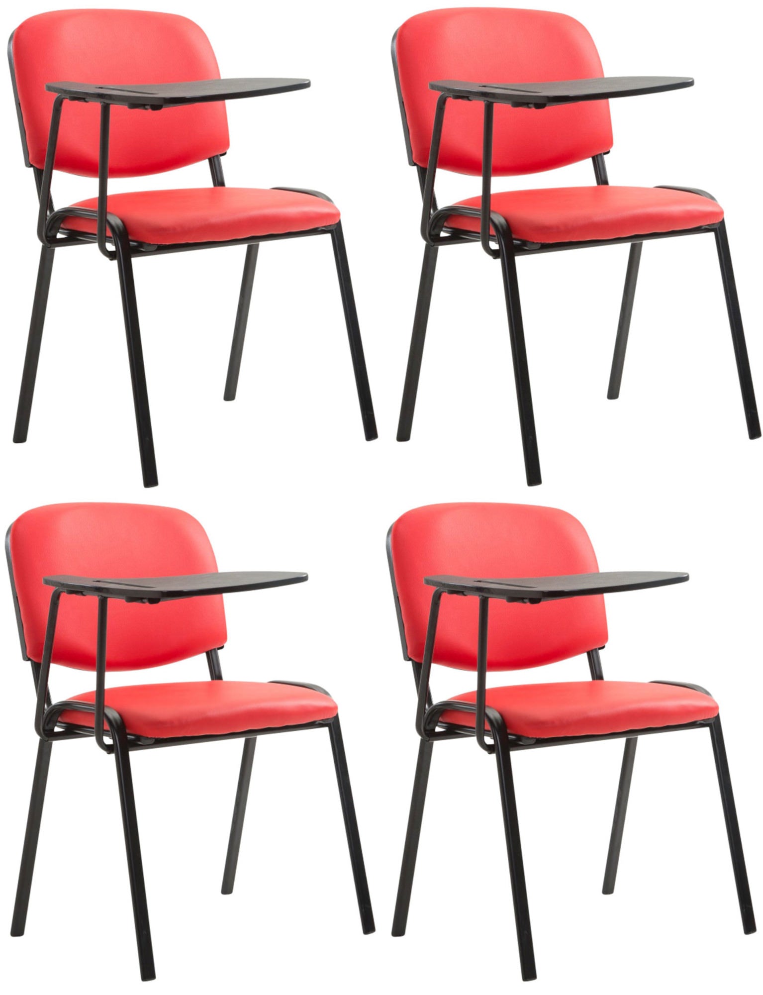 4-delige Set Vergaderstoelen - Conferentiestoelen - Klaptafel voor Extra Werkruimte Kleur rood