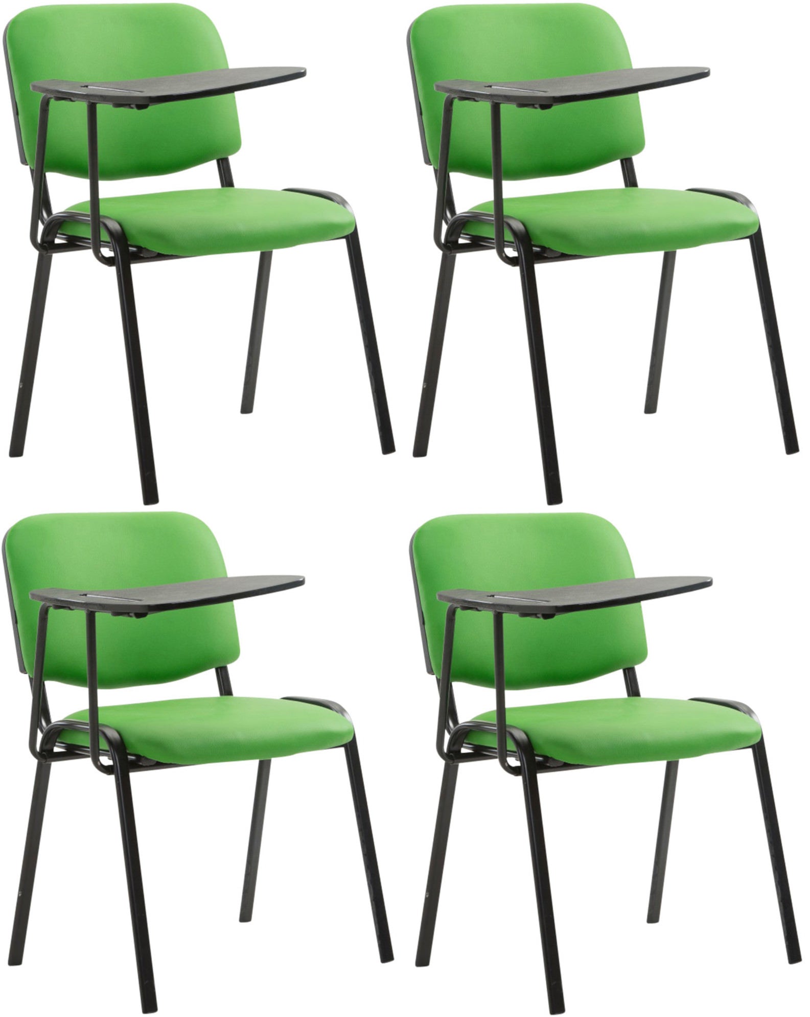 4-delige Set Vergaderstoelen - Conferentiestoelen - Klaptafel voor Extra Werkruimte Kleur groen