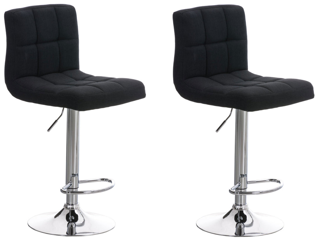 2-delige Set Barkrukken - Stoelen - Verstelbaar Hoogte & 360° Wiel, Comfortabel Zithouding Kleur zwart