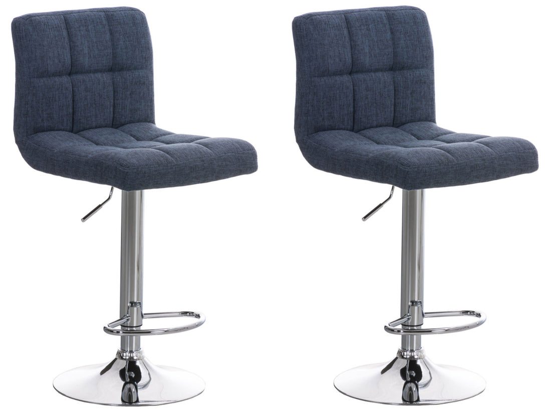 2-delige Comfortabele Barkrukken - Eetkamerstoelen, 360° Draaibaar Zithoogte Verstelbaar Kleur blauw