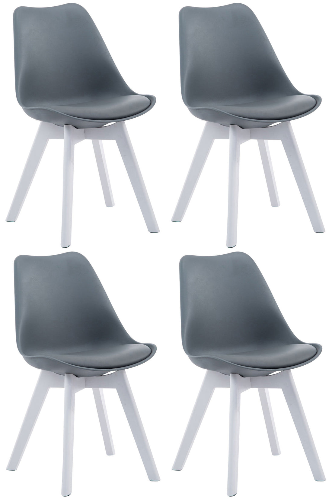 4-delige set Eetkamerstoelen - Leunstoelen - Comfortabele Zithouding Kleur grijs Onderstel Kleur wit
