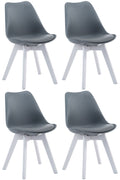 4-delige set Eetkamerstoelen - Leunstoelen - Comfortabele Zithouding Kleur grijs Onderstel Kleur wit