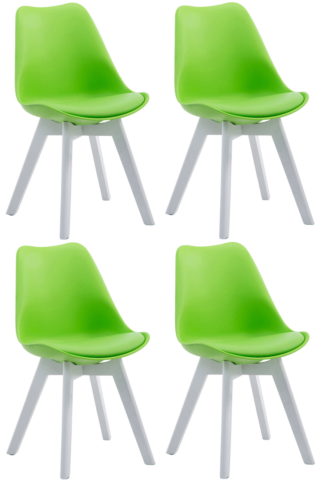 4-delige set Eetkamerstoelen - Leunstoelen - Comfortabele Zithouding Kleur grijs Onderstel Kleur wit