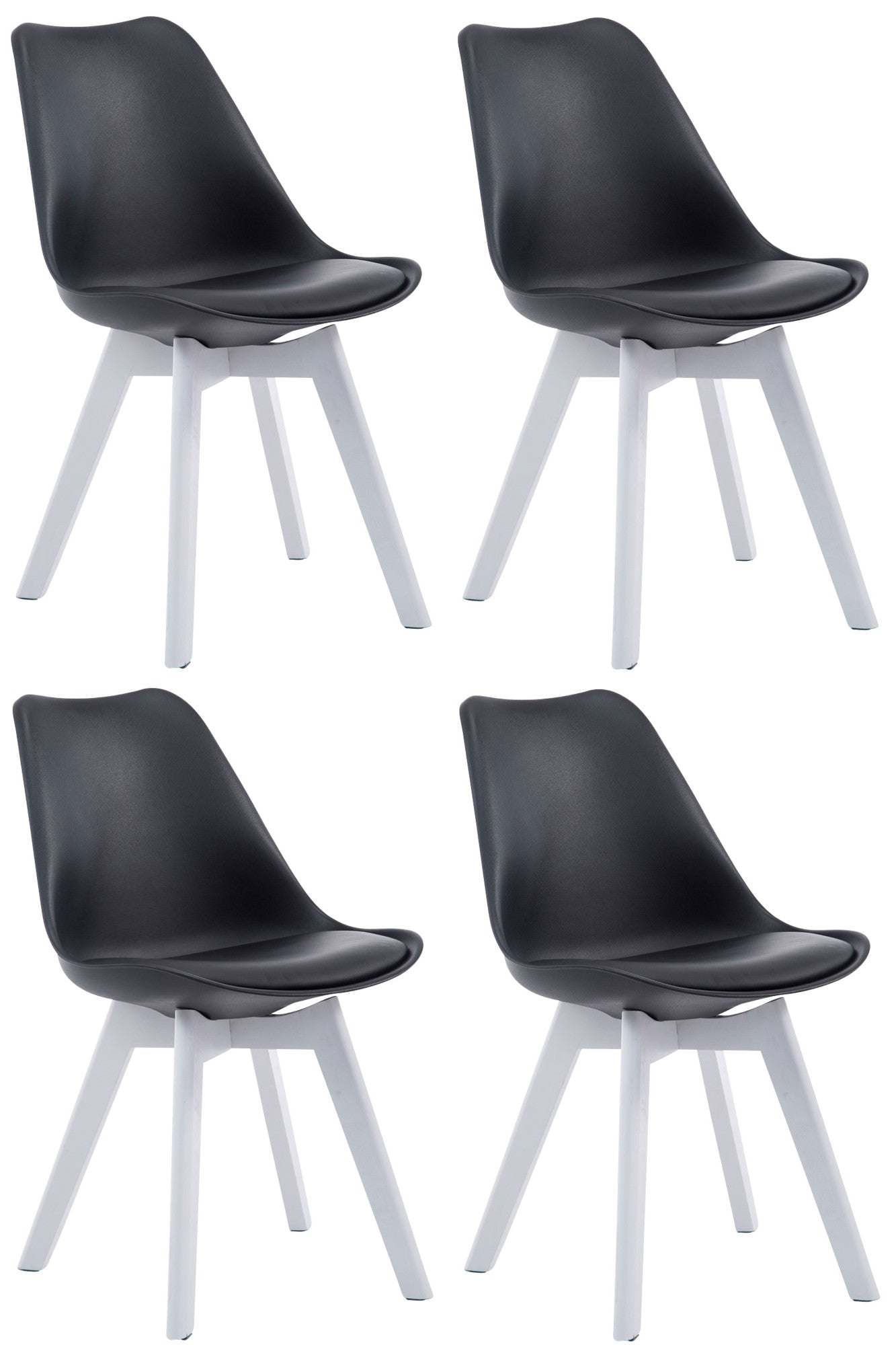 Set van 4 Eetkamerstoelen - Keukenstoelen - Exclusief Design, Comfortabel Zitten Kleur zwart
