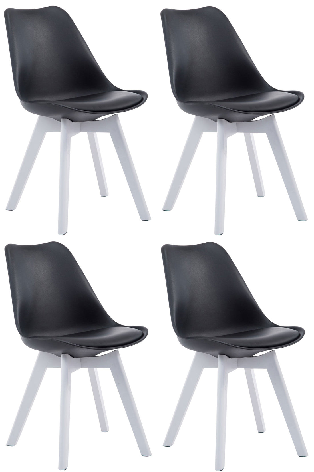 Set van 4 Eetkamerstoelen - Keukenstoelen - Exclusief Design, Comfortabel Zitten Kleur zwart