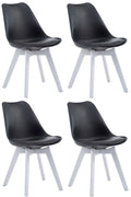 Set van 4 Eetkamerstoelen - Keukenstoelen - Exclusief Design, Comfortabel Zitten Kleur zwart