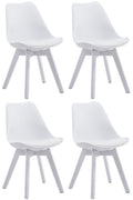4-delige set Eetkamerstoelen - Leunstoelen - Comfortabele Zithouding Kleur wit Onderstel Kleur wit