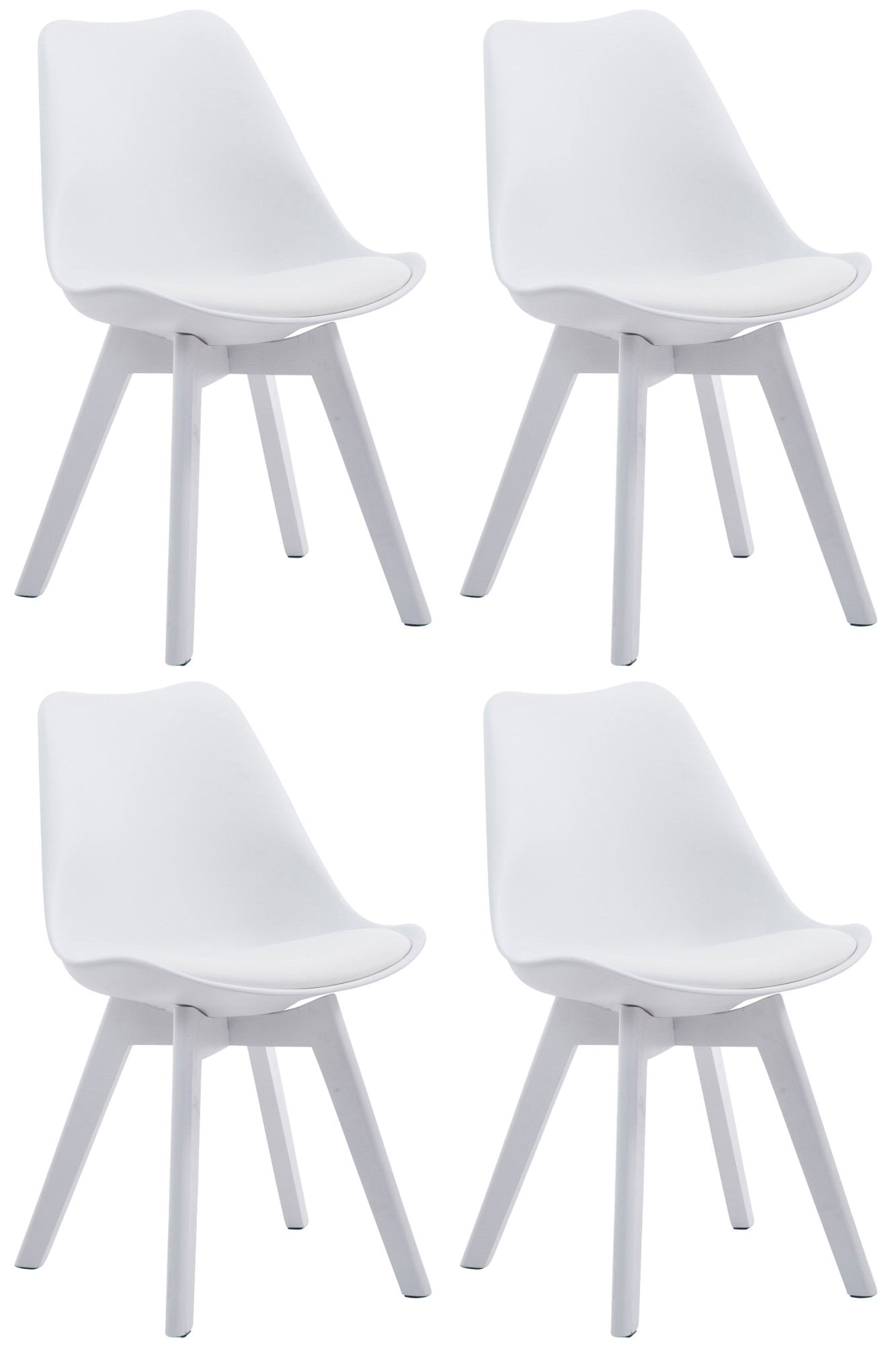 4-delige set Eetkamerstoelen - Leunstoelen - Comfortabele Zithouding Kleur wit Onderstel Kleur wit