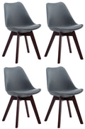 4-delige set Eetkamerstoelen - Leunstoelen - Comfortabele Zithouding Kleur grijs Onderstel Kleur walnoot