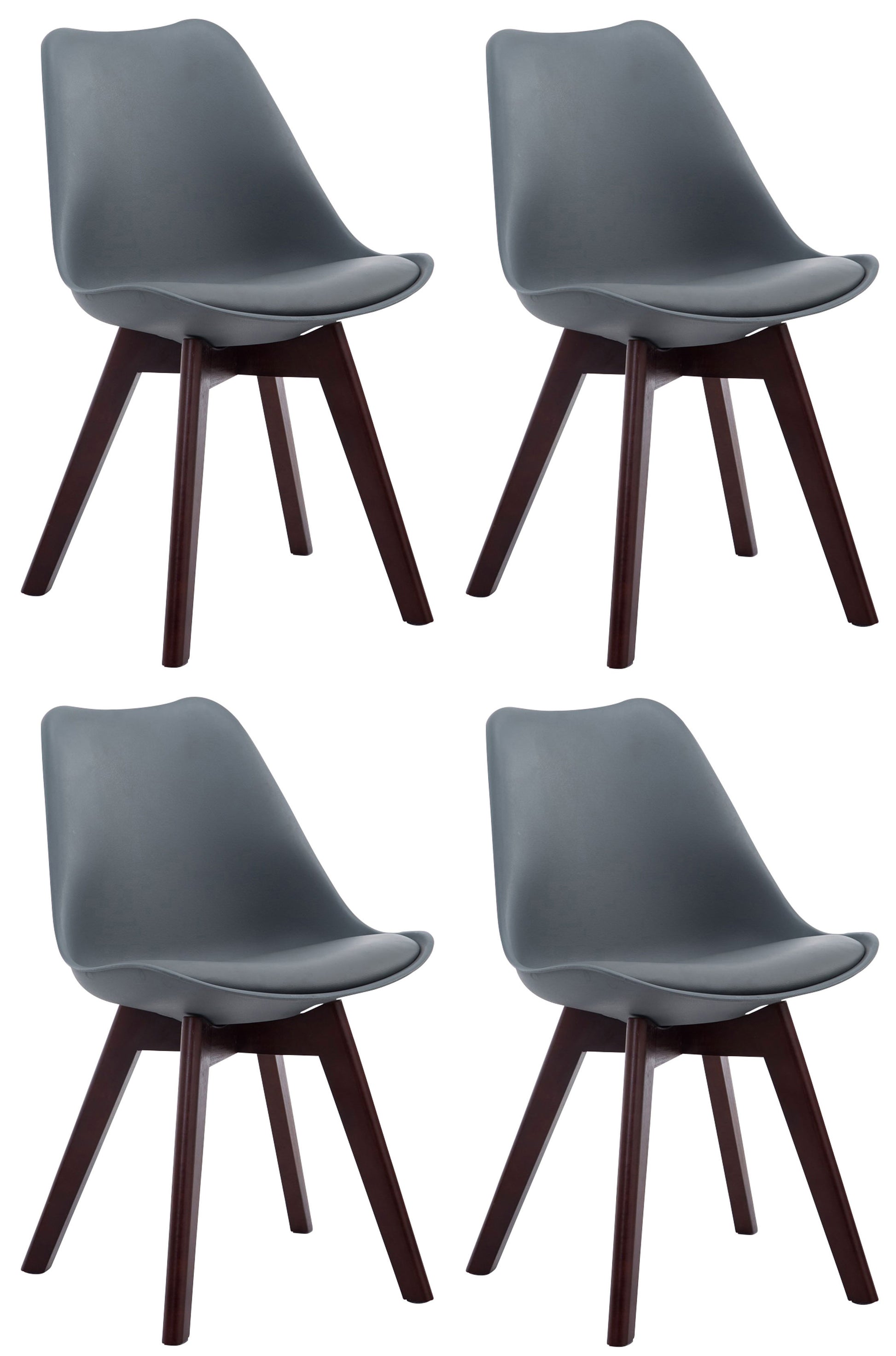 4-delige set Eetkamerstoelen - Leunstoelen - Comfortabele Zithouding Kleur grijs Onderstel Kleur walnoot