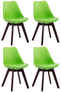 4-delige set Eetkamerstoelen - Leunstoelen - Comfortabele Zithouding Kleur groen Onderstel Kleur walnoot
