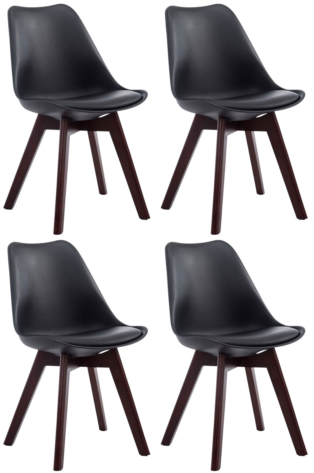 4-delige Set Moderne Eetkamerstoelen - Relaxstoelen - Comfortabel Zitten Kleur zwart