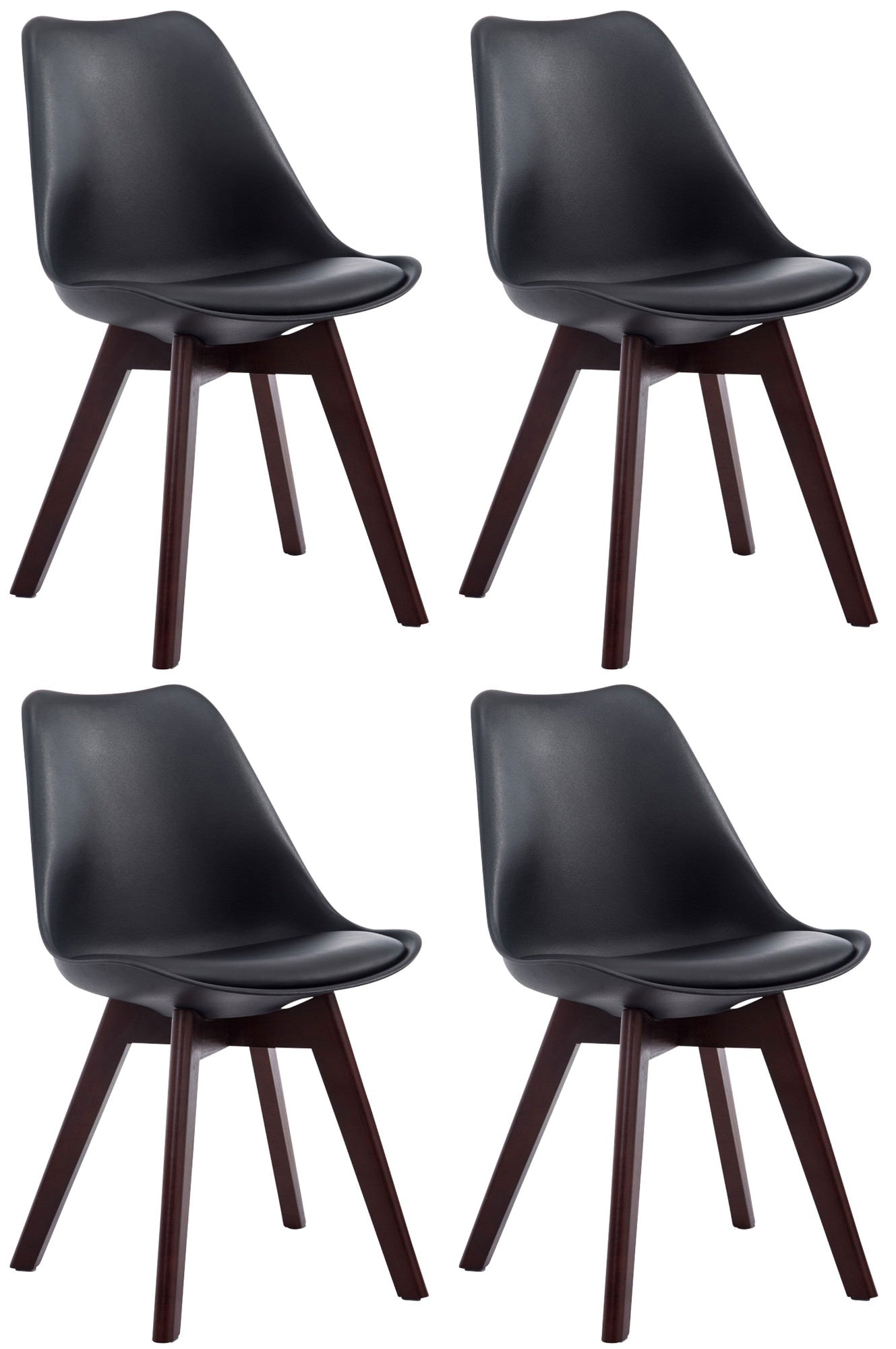 4-delige Set Moderne Eetkamerstoelen - Relaxstoelen - Comfortabel Zitten Kleur zwart