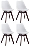 4-delige set Eetkamerstoelen - Leunstoelen - Comfortabele Zithouding Kleur wit Onderstel Kleur walnoot