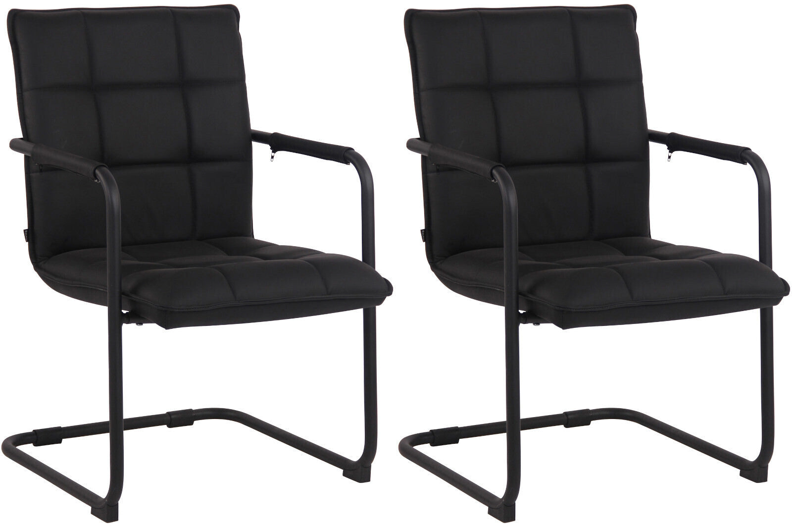 2-delige set Eetkamerstoelen - Bureaustoelen - Echt Leer voor Optimaal Zitcomfort Kleur zwart Onderstel Kleur zwart