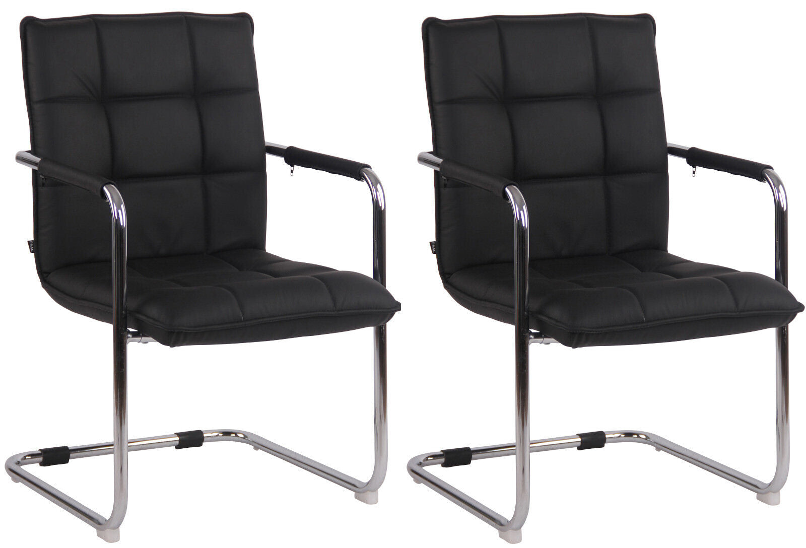 2-delige set Eetkamerstoelen - Dining Chairs - Hoog zitcomfort, Echt Leer Kleur zwart