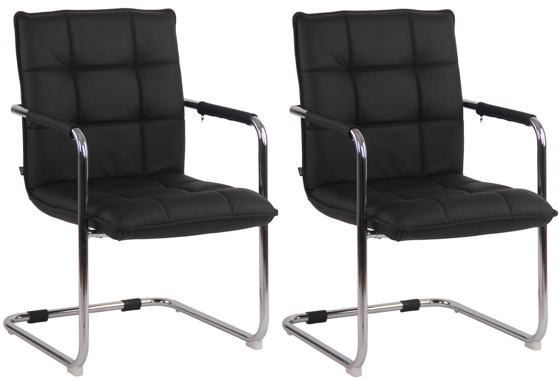2-delige set Eetkamerstoelen - Dining Chairs - Hoog zitcomfort, Echt Leer Kleur zwart
