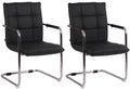 2-delige set Eetkamerstoelen - Dining Chairs - Hoog zitcomfort, Echt Leer Kleur zwart