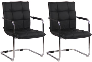 2-delige set Eetkamerstoelen - Dining Chairs - Hoog zitcomfort, Echt Leer Kleur zwart