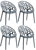 4-delige Set Stapelbare Tuinstoelen - Bistrostoelen - Weerbestendig en Ruimtebesparend Design Kleur antraciet