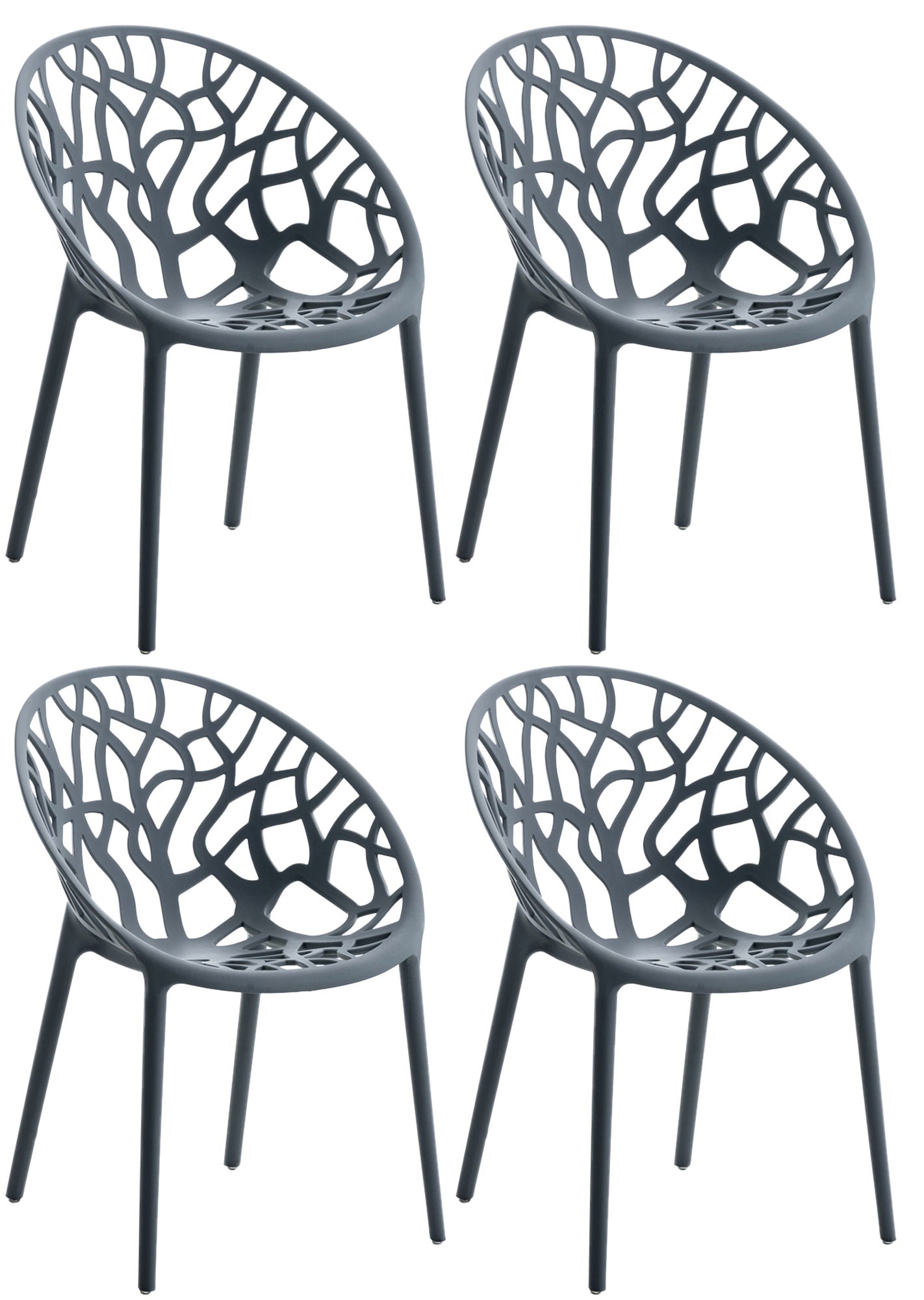 4-delige Set Stapelbare Tuinstoelen - Bistrostoelen - Weerbestendig en Ruimtebesparend Design Kleur antraciet