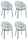 4-delige Set Stapelbare Tuinstoelen - Bistrostoelen - Weerbestendig en Ruimtebesparend Design Kleur grijs