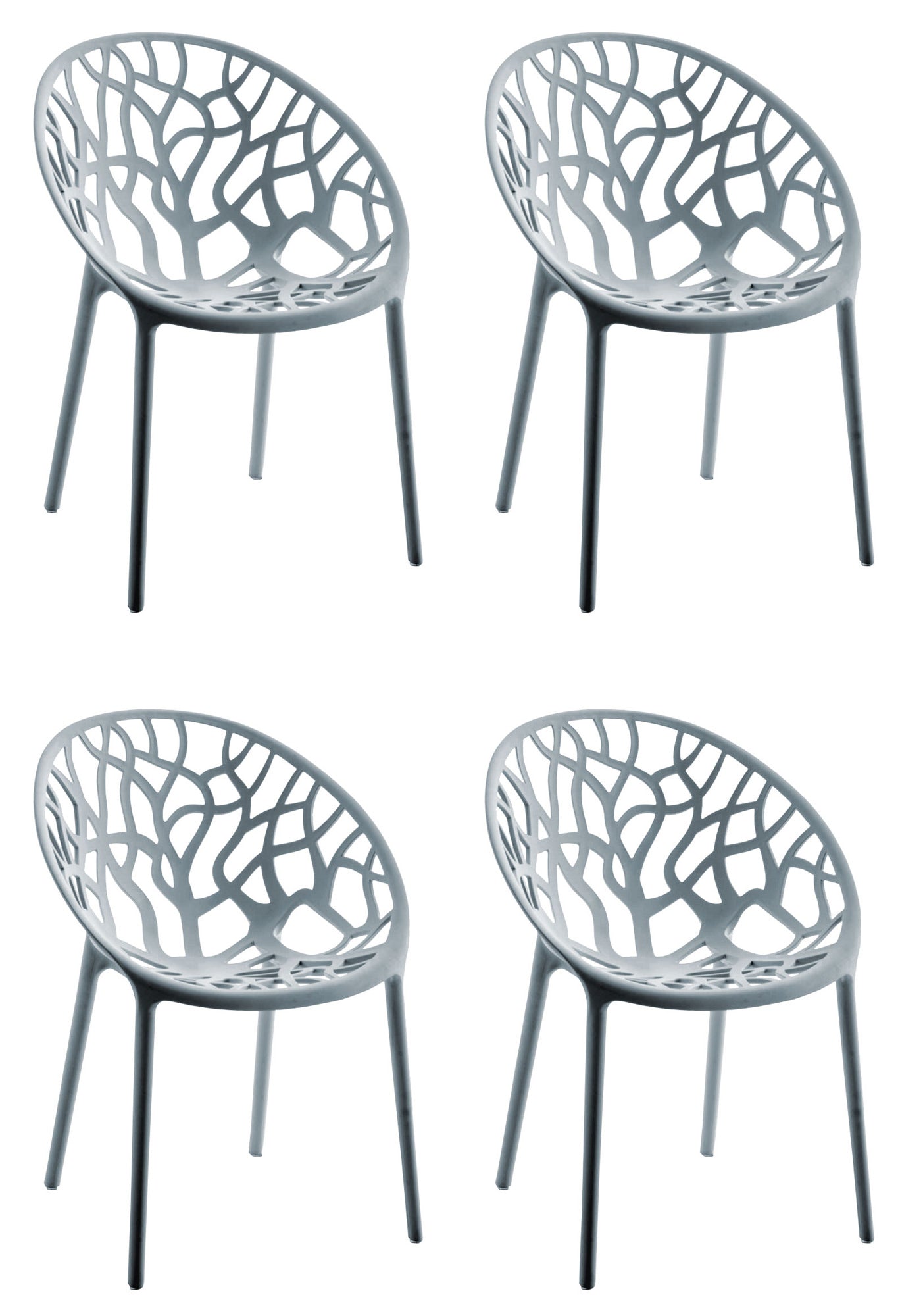 4-delige Set Stapelbare Tuinstoelen - Bistrostoelen - Weerbestendig en Ruimtebesparend Design Kleur grijs