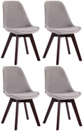4-delige Set Eetkamerstoelen - Keukenstoelen - Comfortabel Fluweel & Hout Design Kleur grijs Onderstel Kleur walnoot