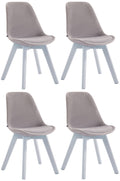 4-delige Set Eetkamerstoelen - Keukenstoelen - Comfortabel Fluweel & Hout Design Kleur grijs Onderstel Kleur wit