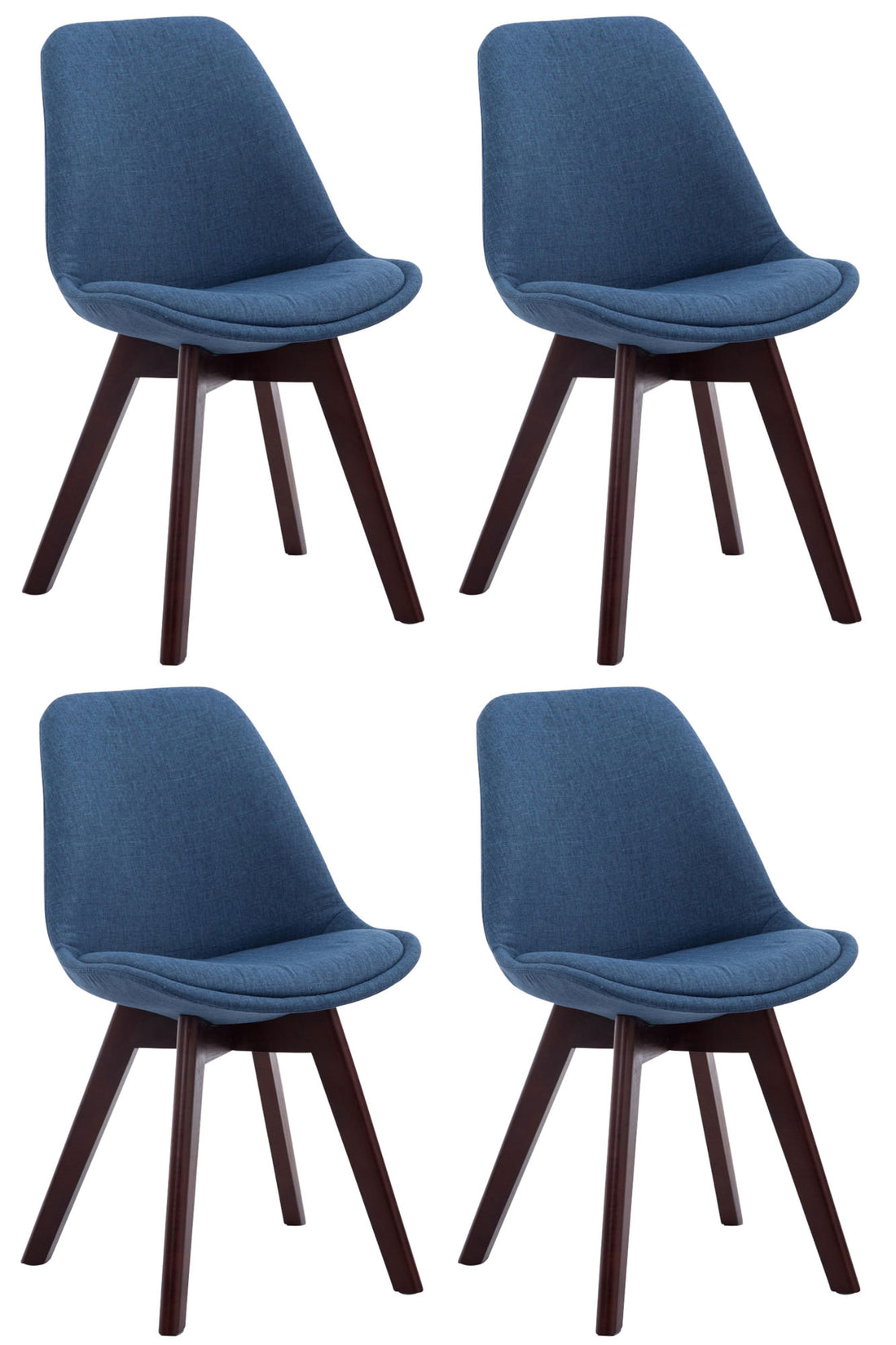 4-delige set Bezoekersstoelen - Eetkamerstoelen - Comfortabele Zithouding Kleur blauw Onderstel Kleur walnoot