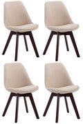 4-delige set Bezoekersstoelen - Eetkamerstoelen - Comfortabele Zithouding Kleur crème Onderstel Kleur walnoot
