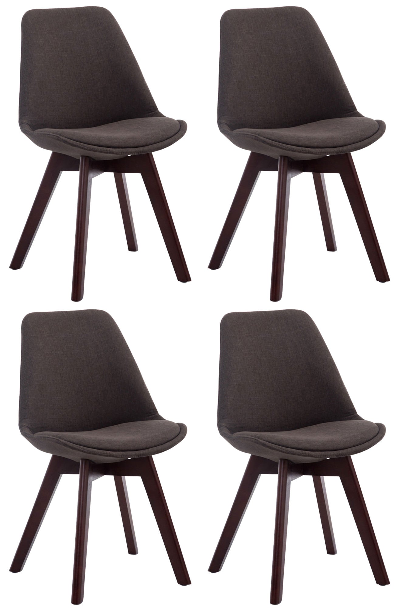 4-delige set Bezoekersstoelen - Eetkamerstoelen - Comfortabele Zithouding Kleur donkergrijs Onderstel Kleur walnoot