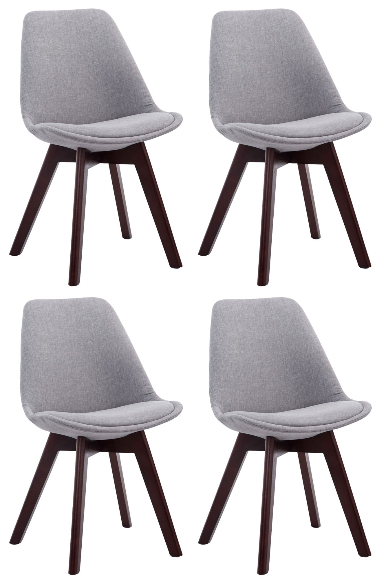 4-delige set Bezoekersstoelen - Eetkamerstoelen - Comfortabele Zithouding Kleur grijs Onderstel Kleur walnoot