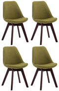 4-delige set Bezoekersstoelen - Eetkamerstoelen - Comfortabele Zithouding Kleur groen Onderstel Kleur walnoot