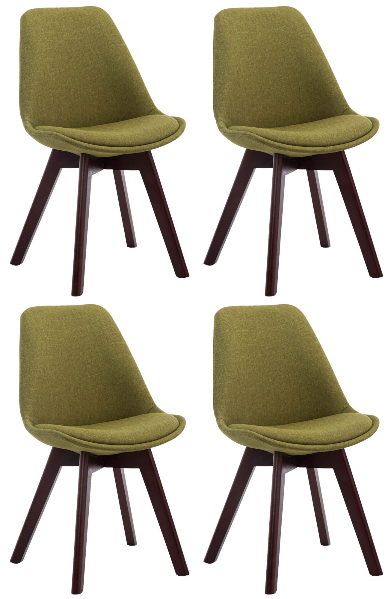 4-delige set Bezoekersstoelen - Eetkamerstoelen - Comfortabele Zithouding Kleur groen Onderstel Kleur walnoot