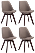 4-delige set Bezoekersstoelen - Eetkamerstoelen - Comfortabele Zithouding Kleur taupe Onderstel Kleur walnoot