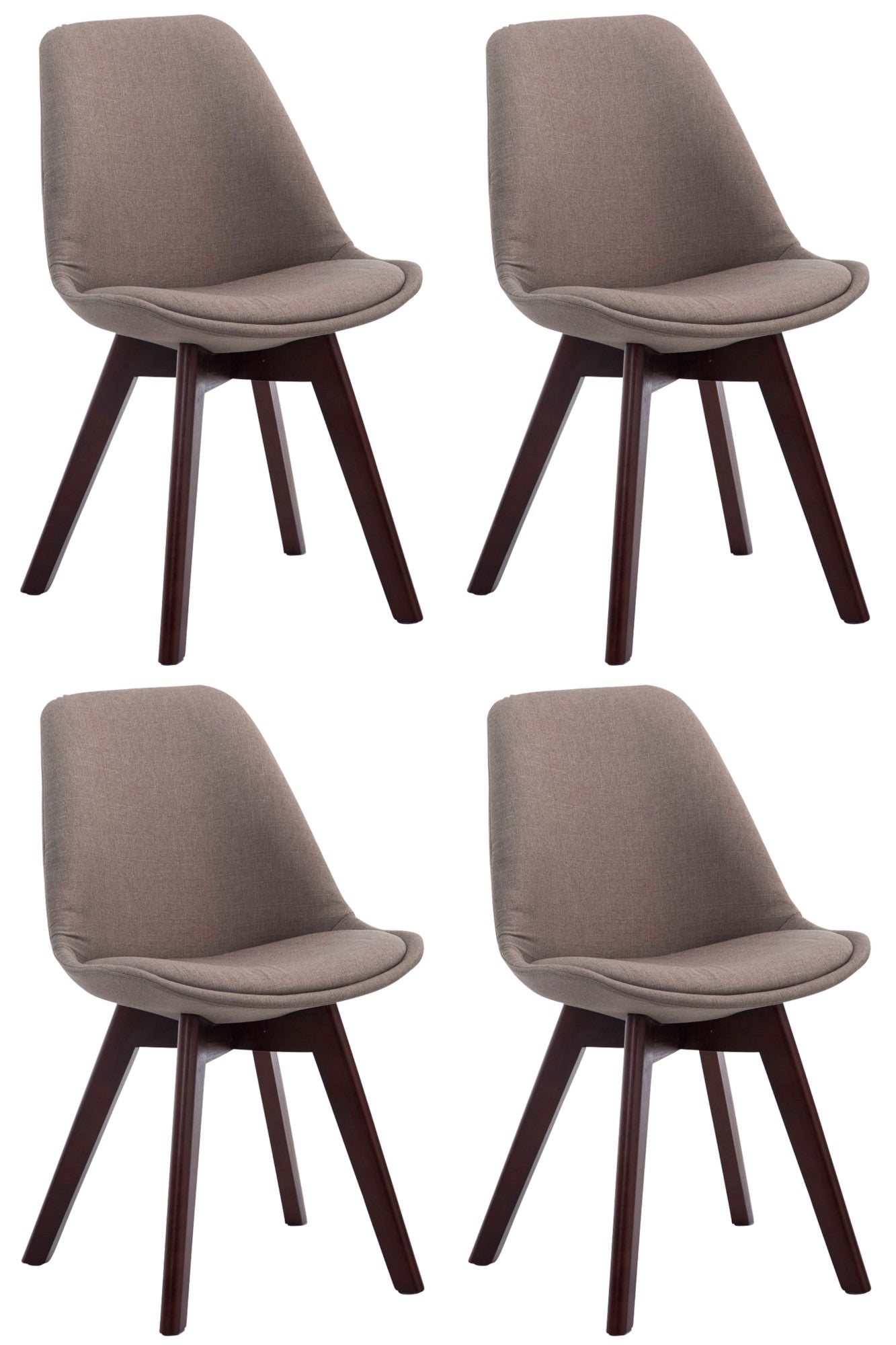 4-delige set Bezoekersstoelen - Eetkamerstoelen - Comfortabele Zithouding Kleur taupe Onderstel Kleur walnoot