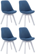 4-delige set Bezoekersstoelen - Eetkamerstoelen - Comfortabele Zithouding Kleur blauw Onderstel Kleur wit