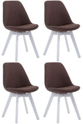 4-delige set Bezoekersstoelen - Eetkamerstoelen - Comfortabele Zithouding Kleur bruin Onderstel Kleur wit