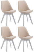 4-delige set Bezoekersstoelen - Eetkamerstoelen - Comfortabele Zithouding Kleur crème Onderstel Kleur wit
