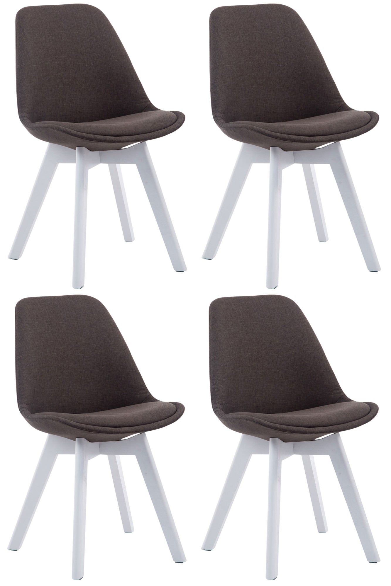 4-delige set Bezoekersstoelen - Eetkamerstoelen - Comfortabele Zithouding Kleur donkergrijs Onderstel Kleur wit