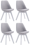4-delige set Bezoekersstoelen - Eetkamerstoelen - Comfortabele Zithouding Kleur grijs Onderstel Kleur wit